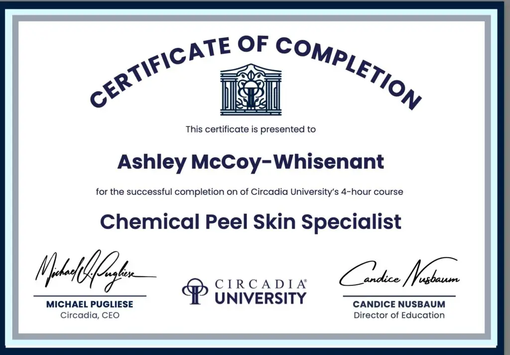Chemical Peel Skin Specialist Certificate of Completion